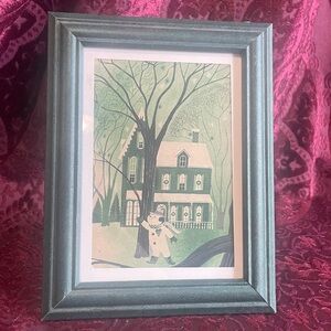 3/$20 Framed Holiday Snowman Green Art Print